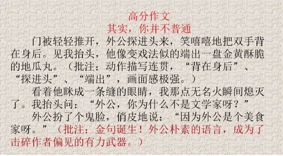 中考亲情类押题作文指导《其实你不普通》 第16张