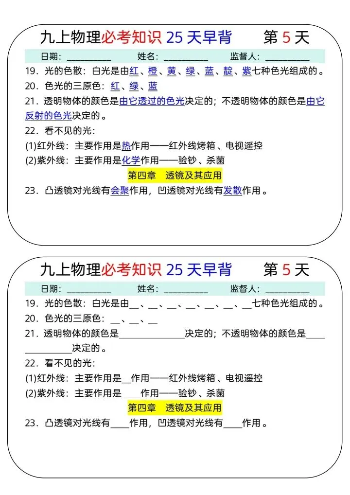 中考物理必考知识25天早背晚默 第5张