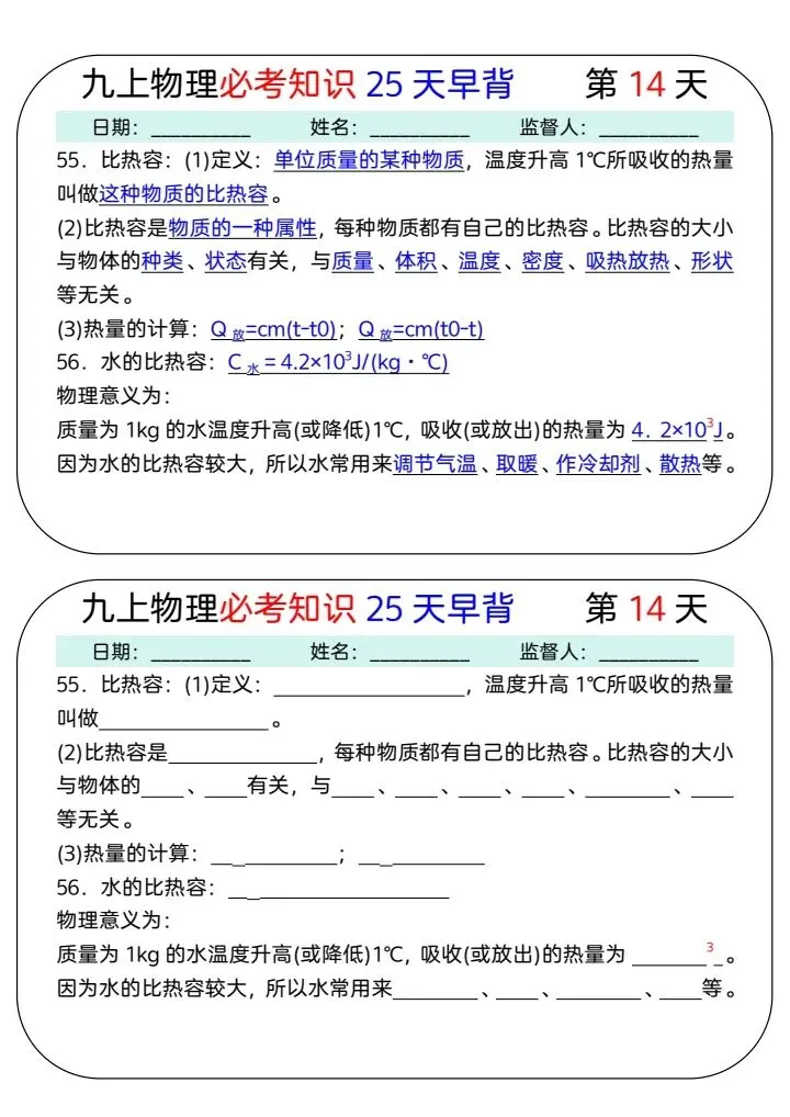 中考物理必考知识25天早背晚默 第14张