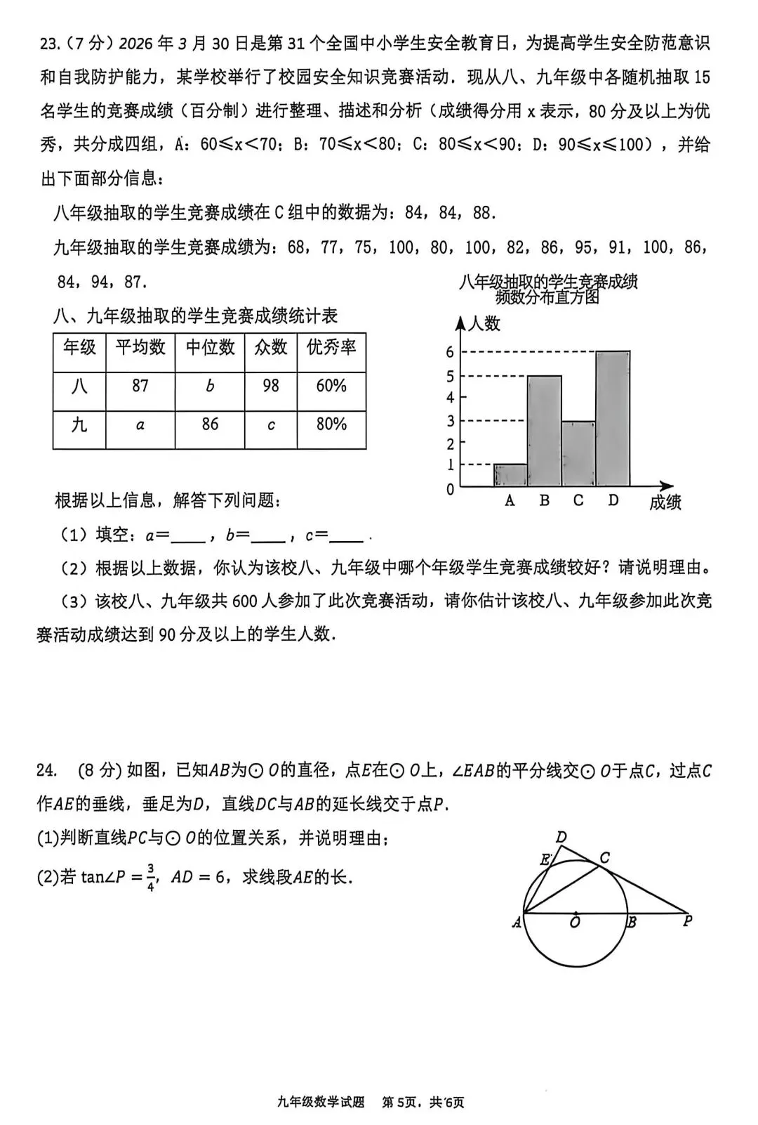2026年九年级下.高新三初五模考试试卷 第5张