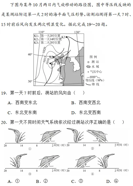 沃土深耕·真题再研|我国某测站天气系统的时空演变 第2张