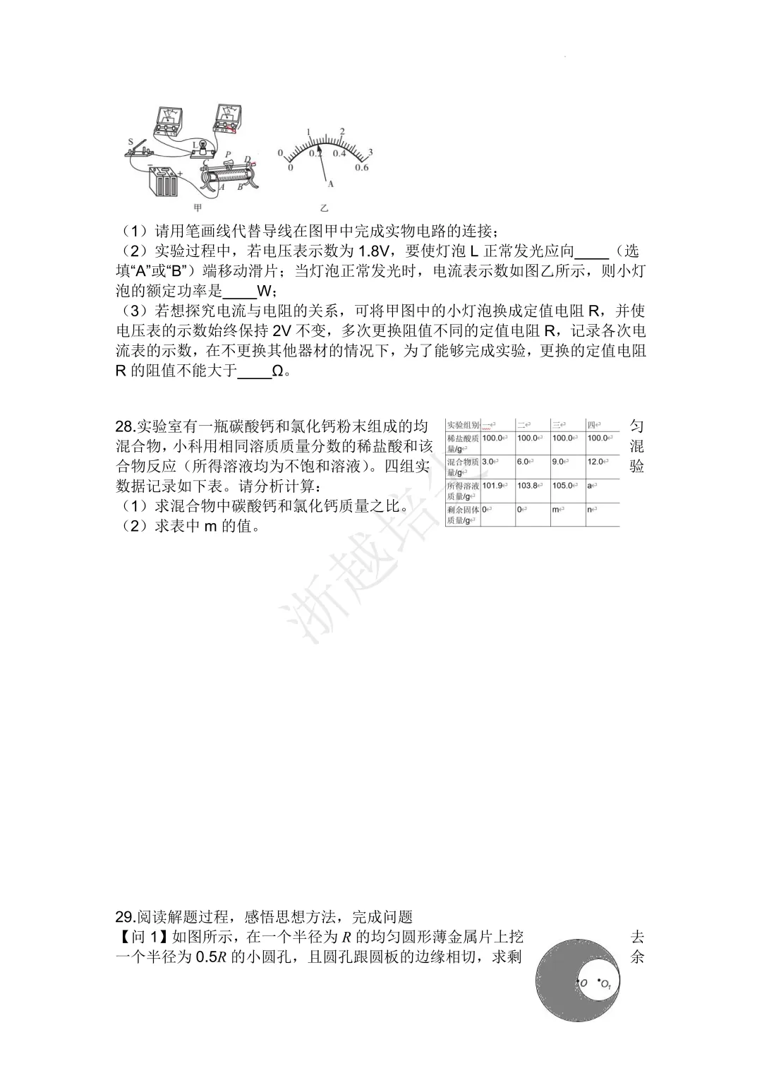 2023年浙江省宁波市重点中学提前招生考试科学模拟卷(2套) 第16张