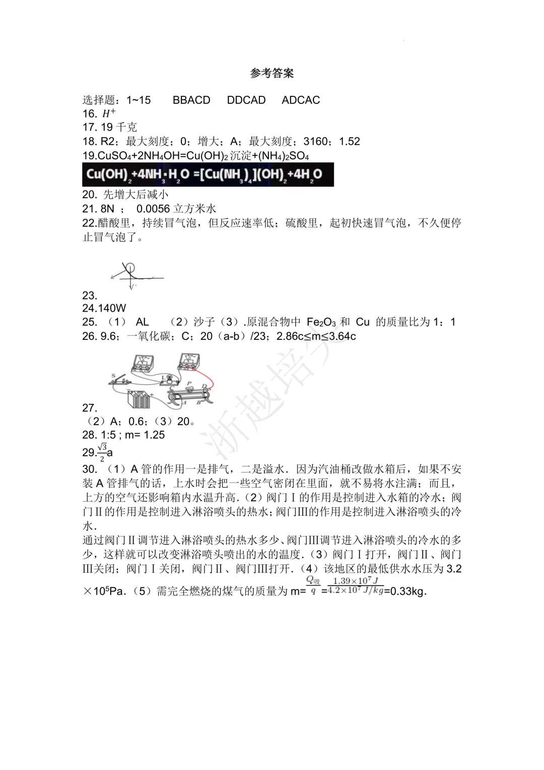 2023年浙江省宁波市重点中学提前招生考试科学模拟卷(2套) 第19张