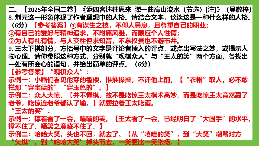PPT+Word【胡记霞】再读高考真题,教育部官方标答(文学类文本)2021—2025纯题纯答案 第4张