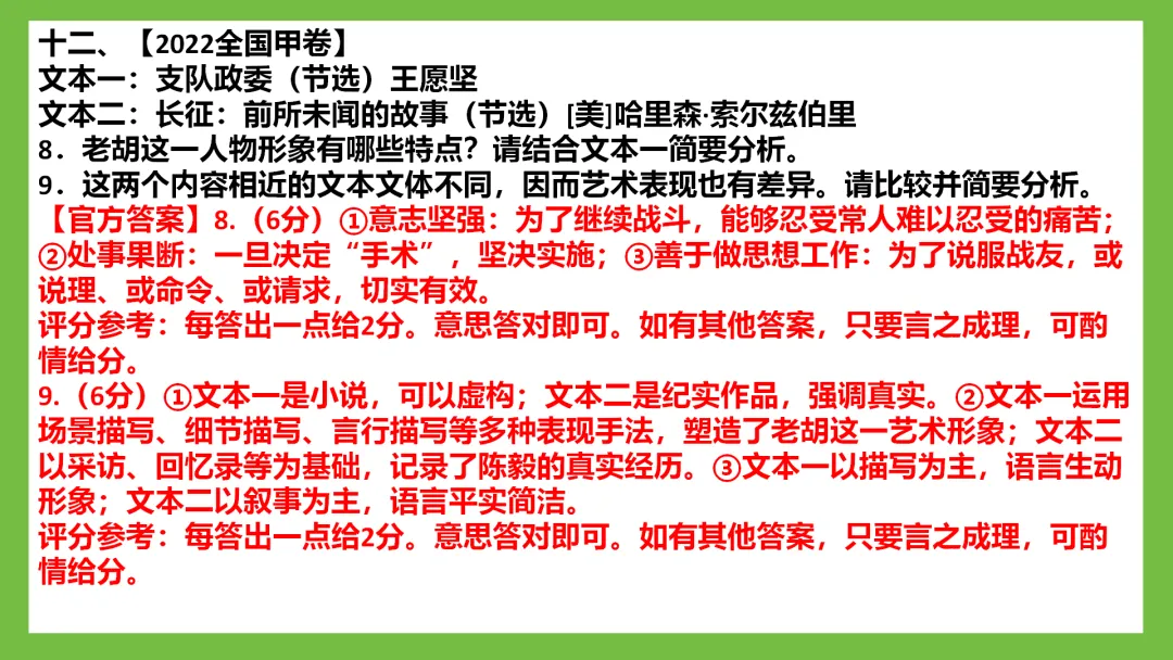 PPT+Word【胡记霞】再读高考真题,教育部官方标答(文学类文本)2021—2025纯题纯答案 第14张