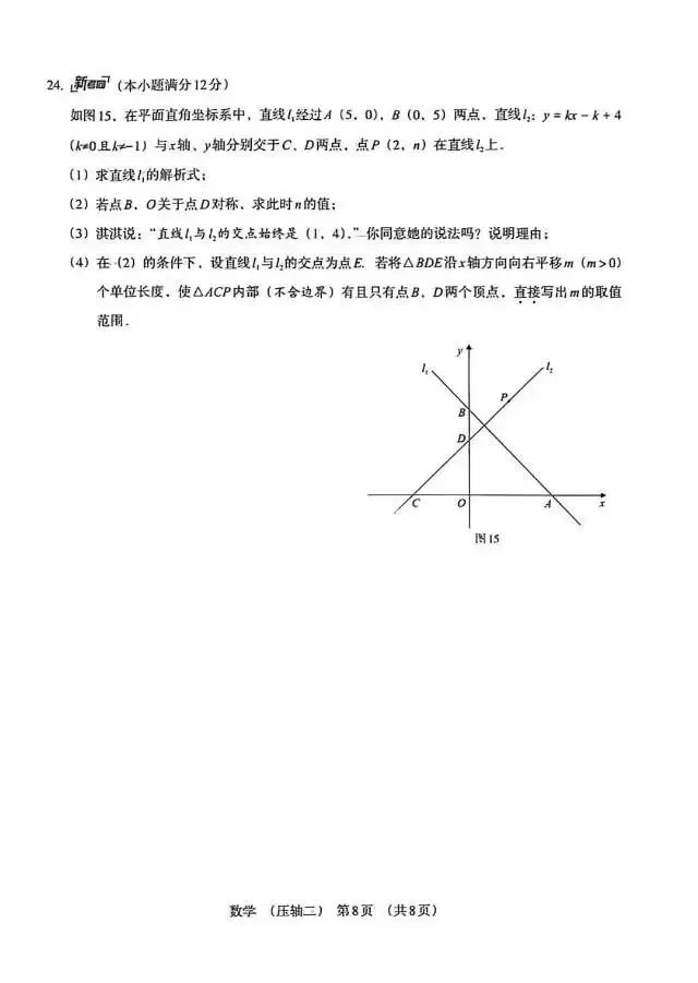 数学压轴试卷二-2026年河北初中学业水平模拟 第8张