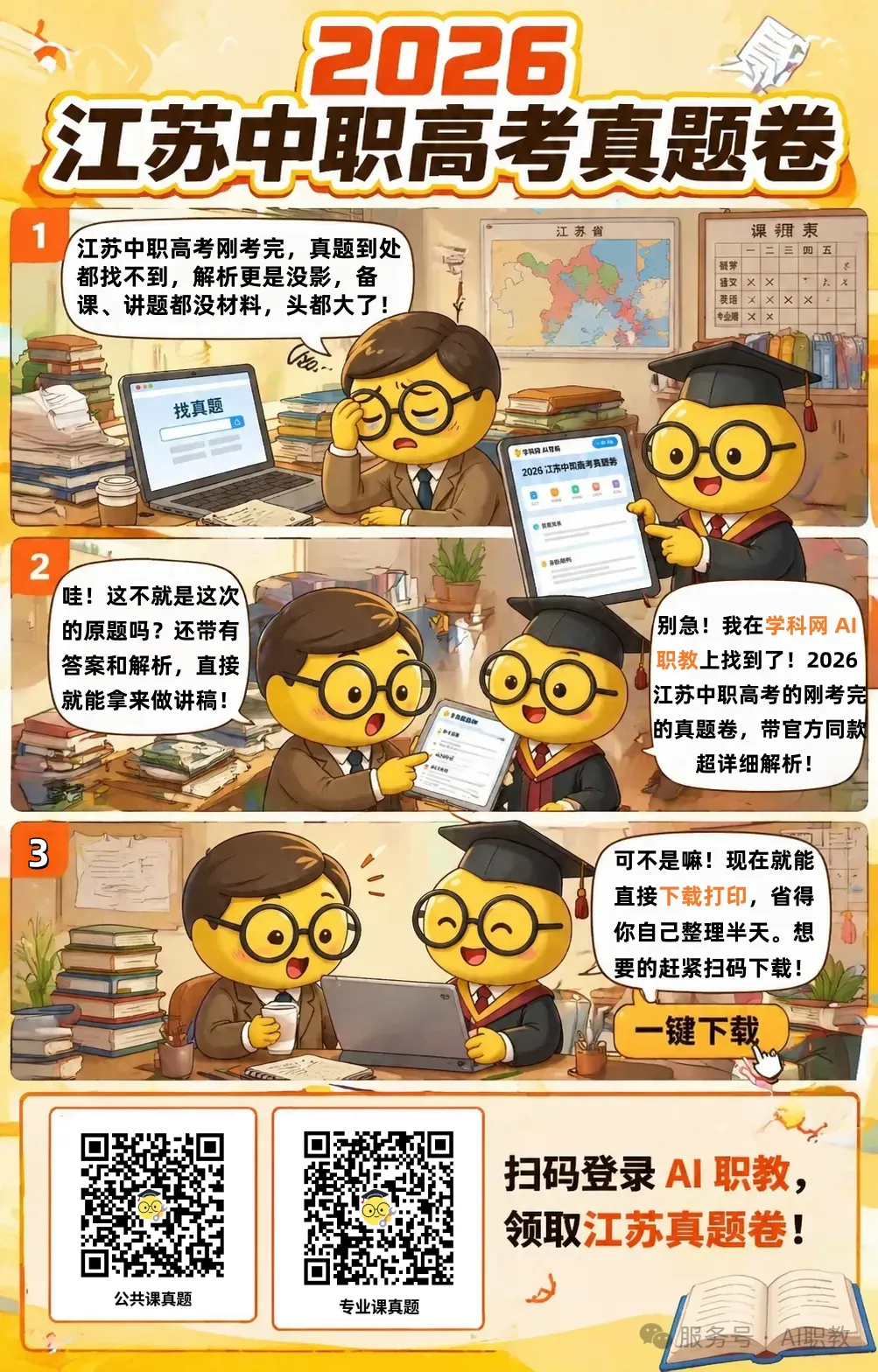 【江苏2026年职教高考真题】公共课+专业课真题卷・解析,正式发布! 第2张