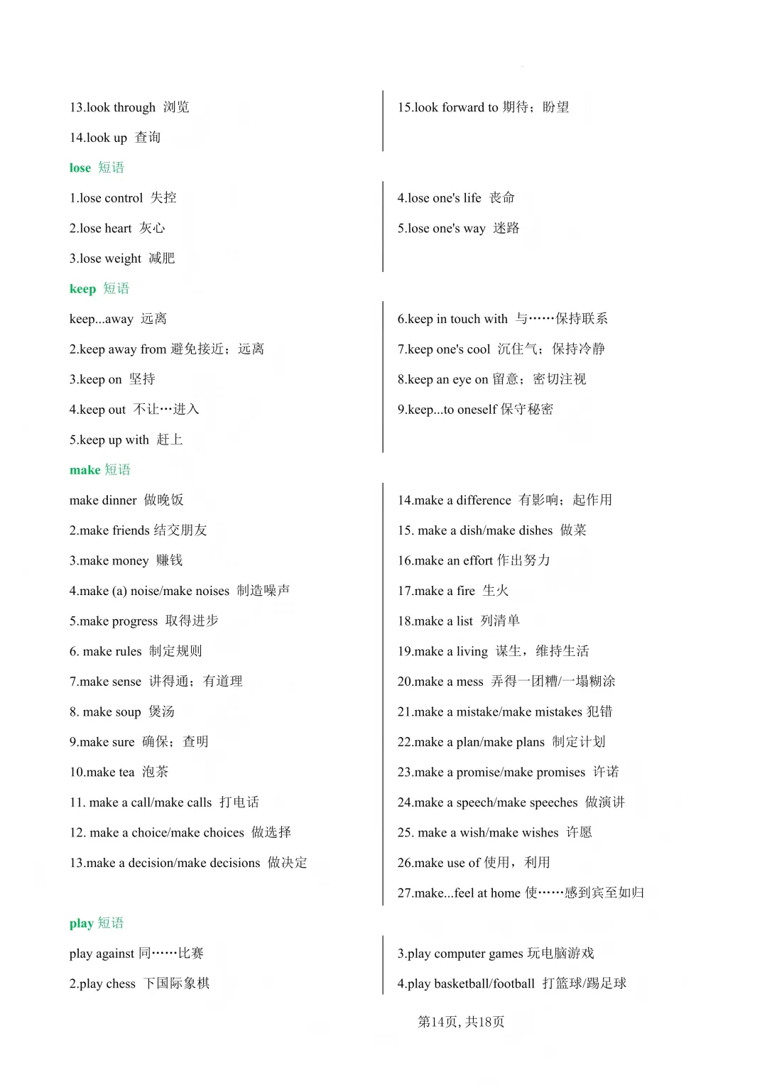 中考英语短语积累 第14张