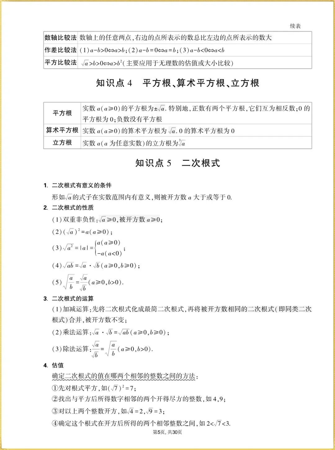 【中考数学知识点】2026年中考初中数学基础知识点梳理汇总,完整电子版可打印 第7张