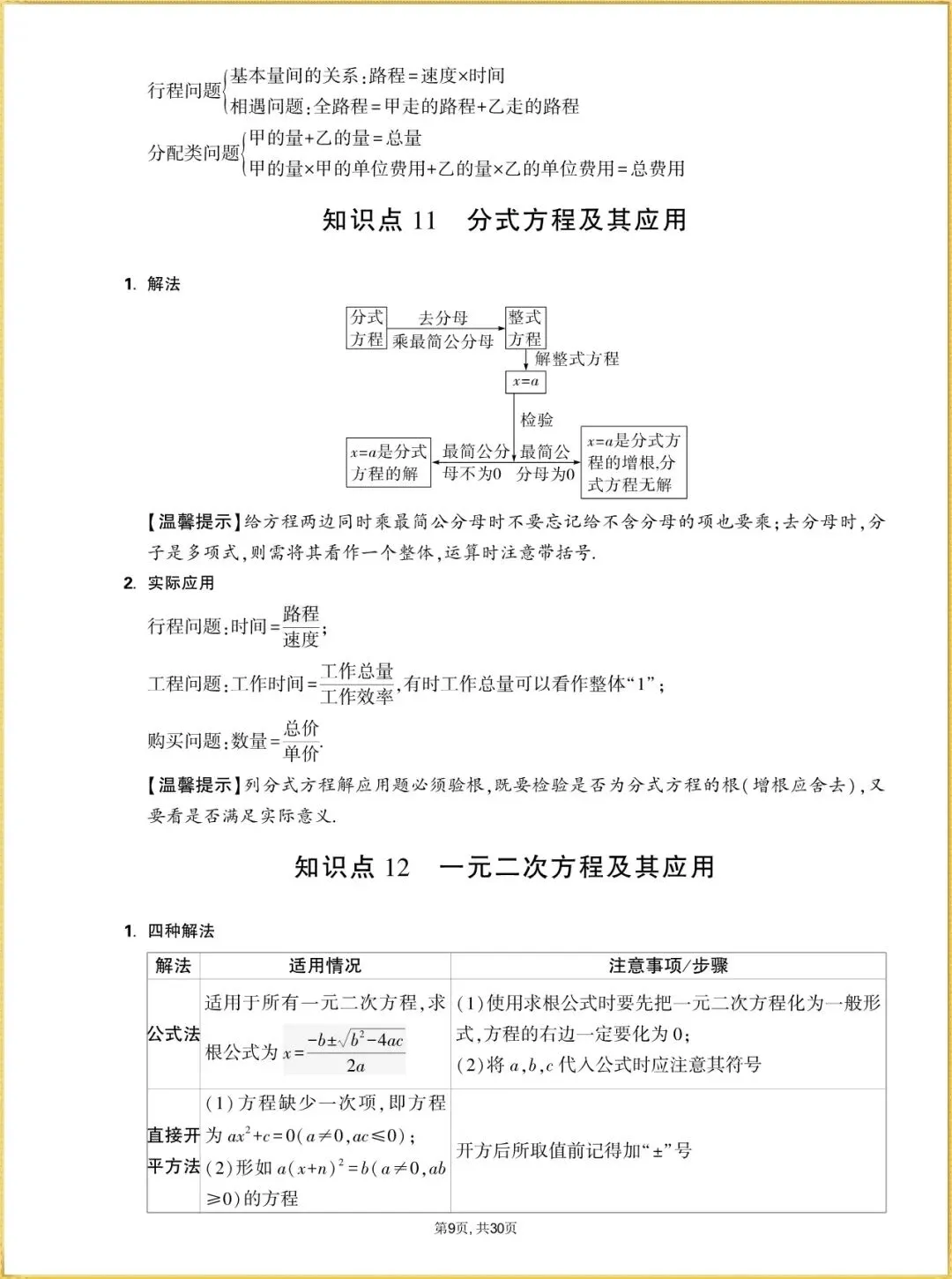 【中考数学知识点】2026年中考初中数学基础知识点梳理汇总,完整电子版可打印 第10张
