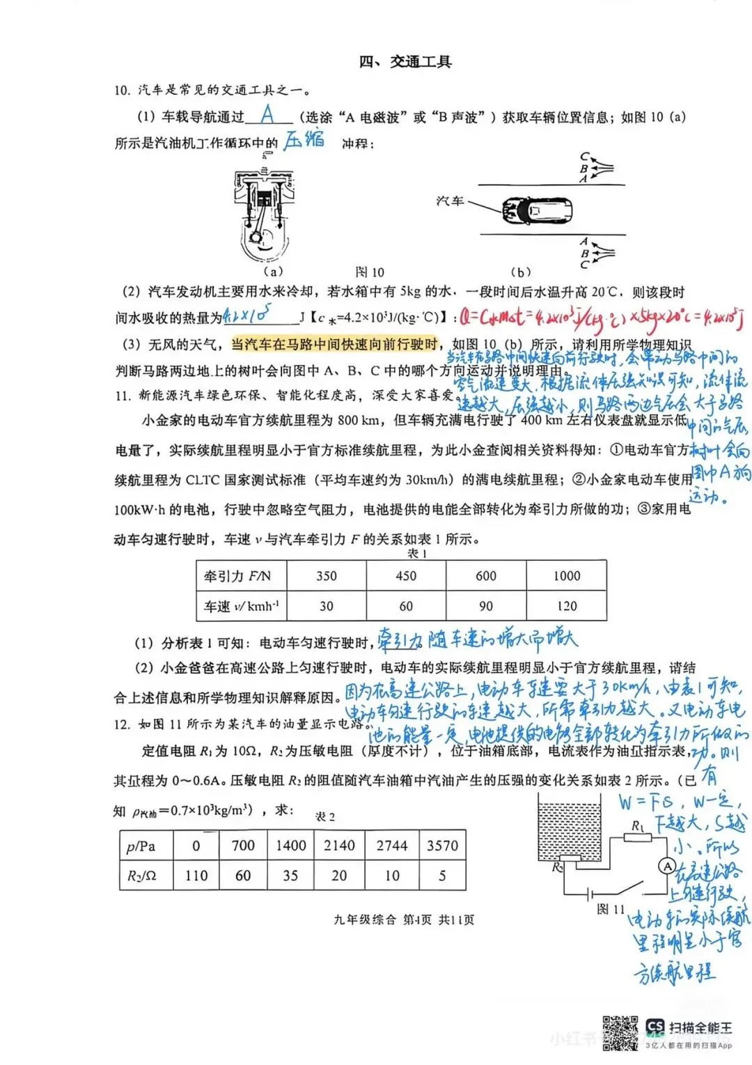 【中考理化二模卷】2026金山初三二模物理&化学试卷参考答案 第5张