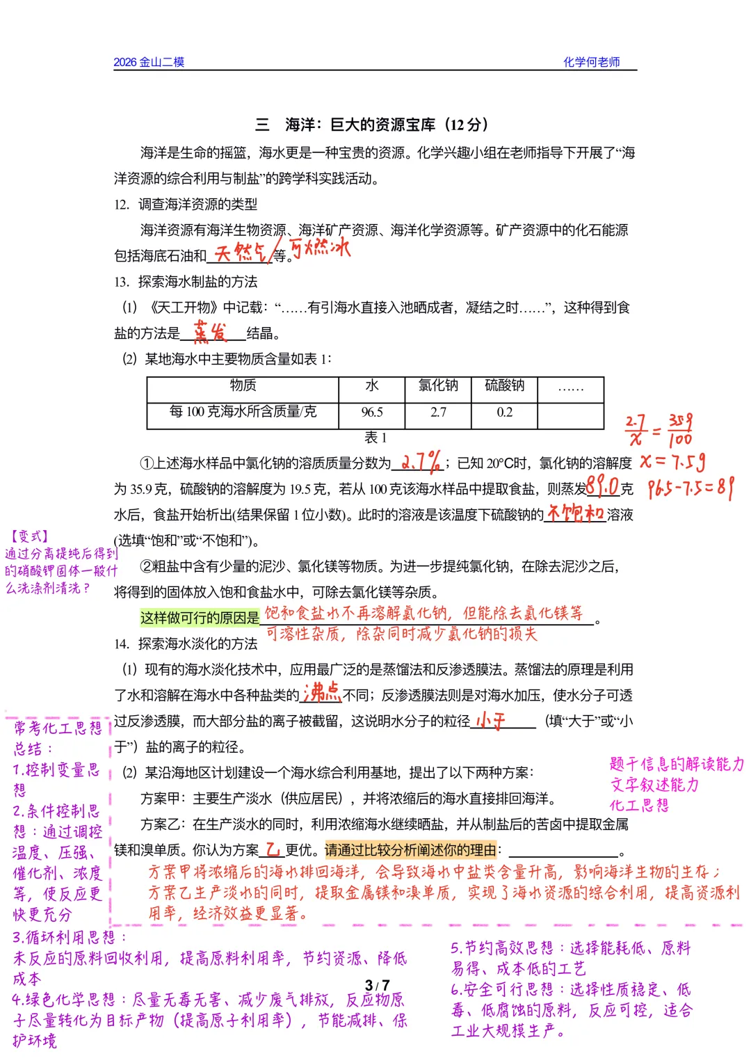 【中考理化二模卷】2026金山初三二模物理&化学试卷参考答案 第9张