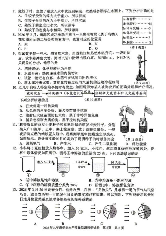 2026年4月宁波市中考一模试卷,无水印免费领取 第6张