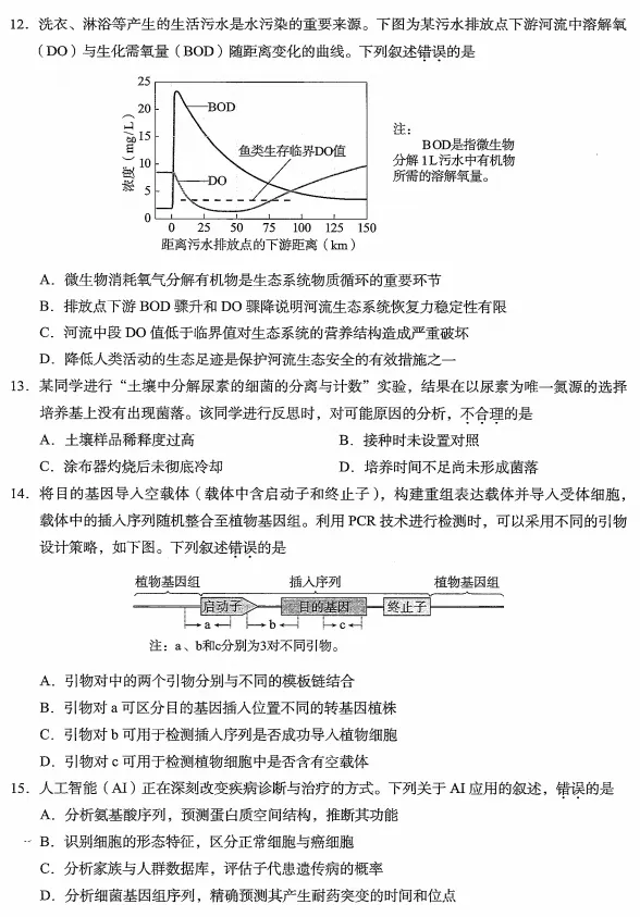 北京海淀区高三二模生物学试卷及答案(2026.5) 第4张
