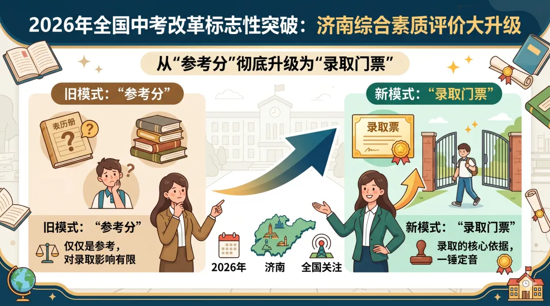 【重磅】济南中考巨变!2026年起“推荐生”成历史,“综合评价”时代正式到来,1392个免试名额花落谁家? 第1张
