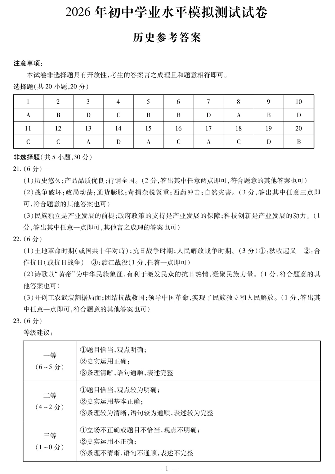 【历史】2026年焦作市中考二模试卷—历史+答案 第6张
