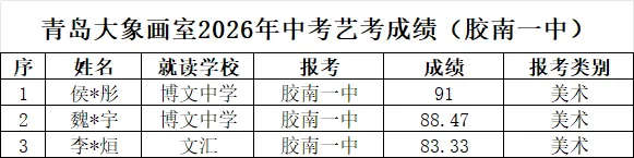 青岛大象画室2026年中考美术书法培训成绩告捷! 第6张