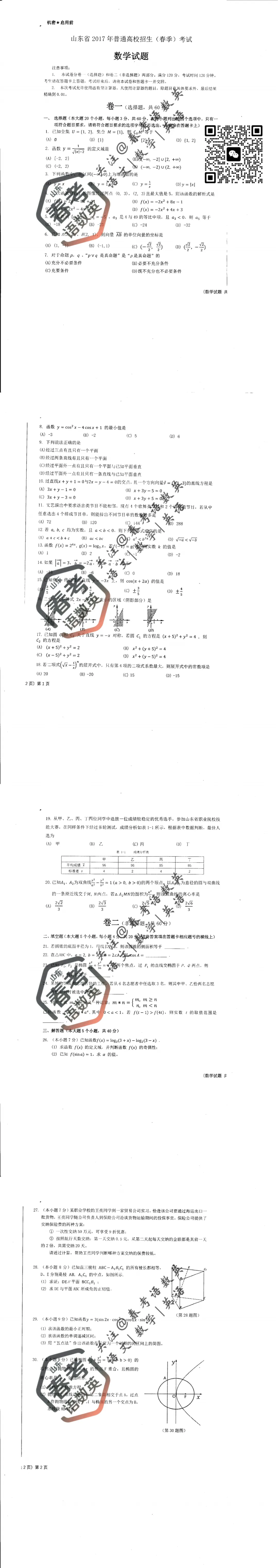 吃透真题稳提分|春考数学全套真题试卷汇总(四) 第2张 吃透真题稳提分|春考数学全套真题试卷汇总(四) 第2张