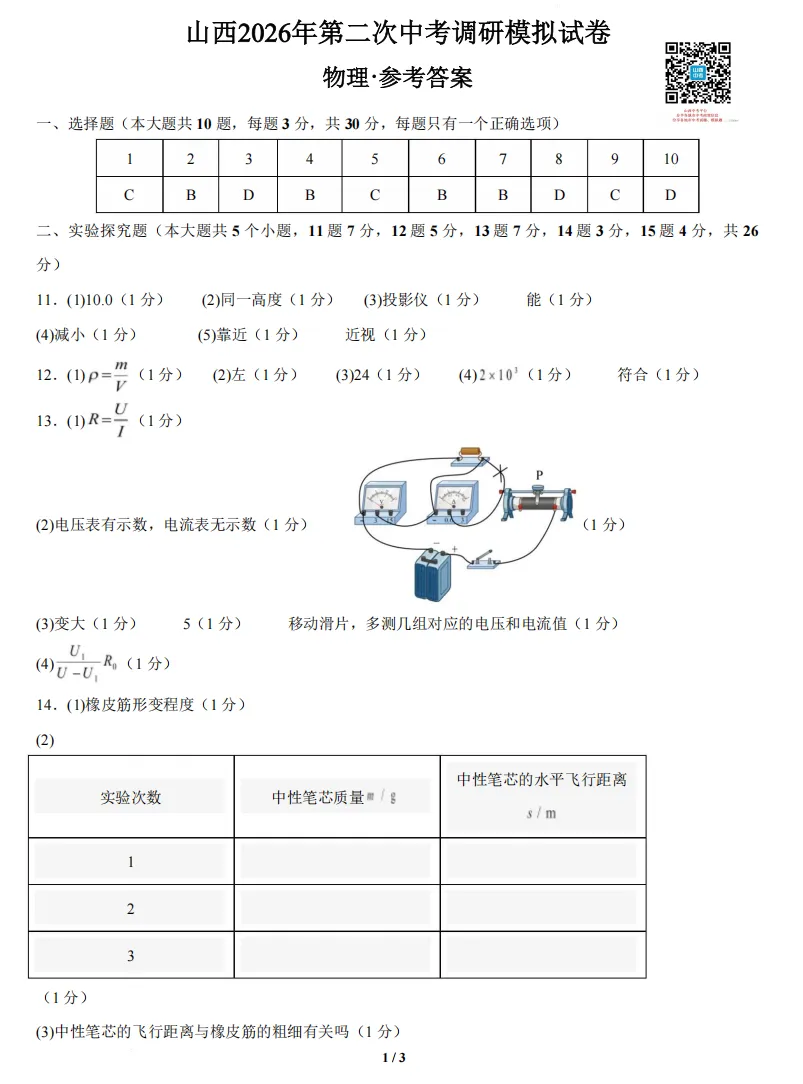山西2026年第二次中考调研模拟试题及答案! 第53张
