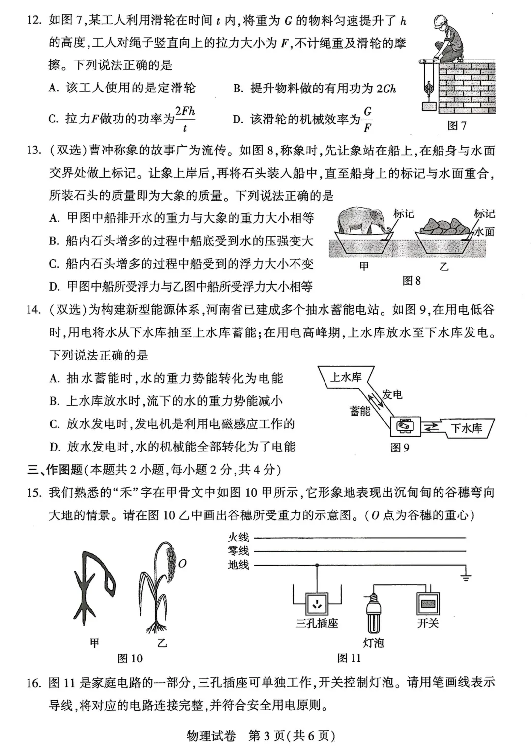 河南省连续5年中招真题汇总(2021年-2022年-2023年-2024年-2025年)物理试卷及答案,文末高清下载 第3张