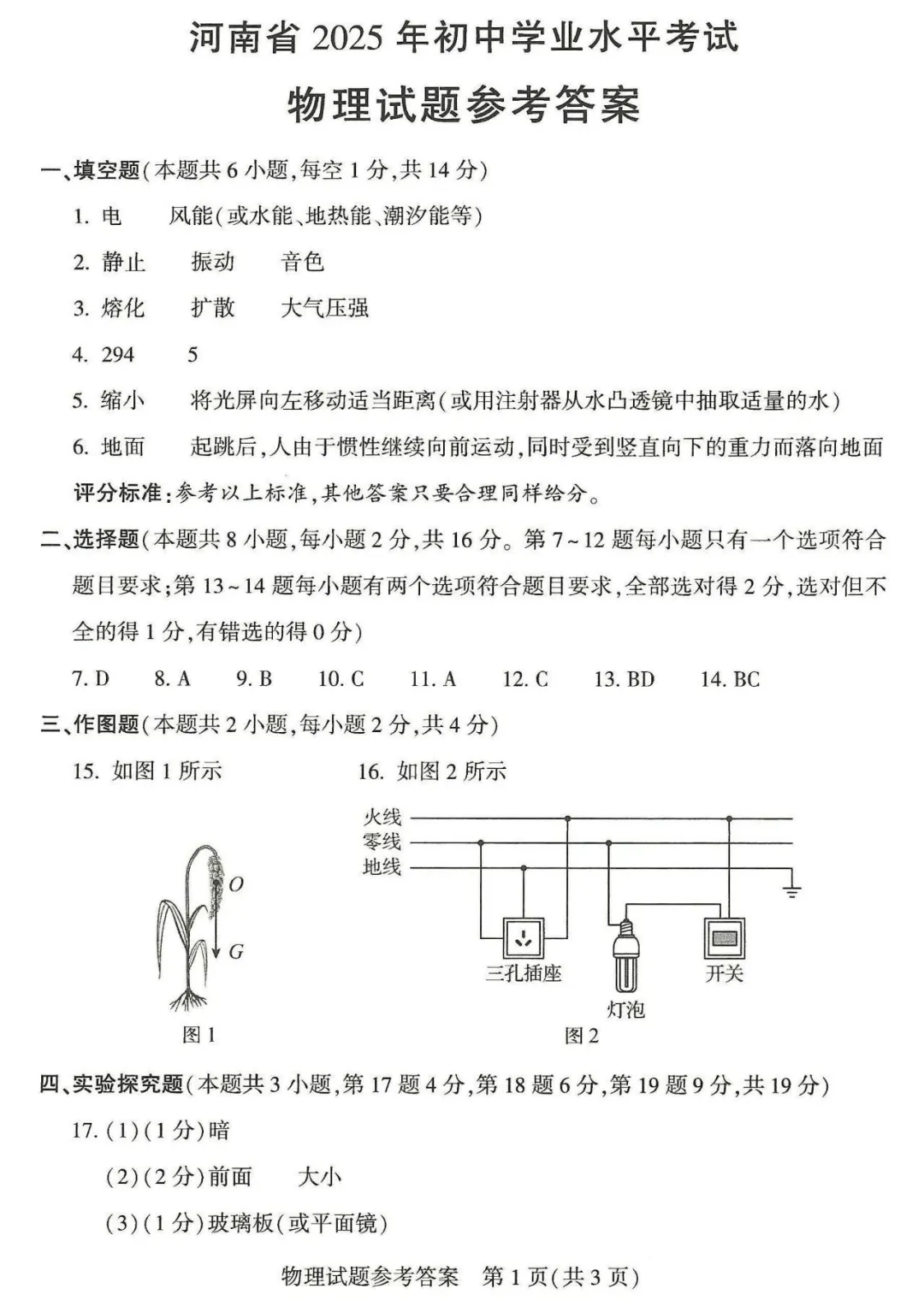 河南省连续5年中招真题汇总(2021年-2022年-2023年-2024年-2025年)物理试卷及答案,文末高清下载 第7张