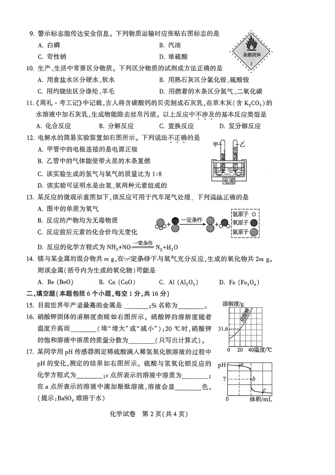 河南省连续5年中招真题汇总(2021年-2022年-2023年-2024年-2025年)化学试卷及答案,文末高清下载 第8张 河南省连续5年中招真题汇总(2021年-2022年-2023年-2024年-2025年)化学试卷及答案,文末高清下载 第8张
