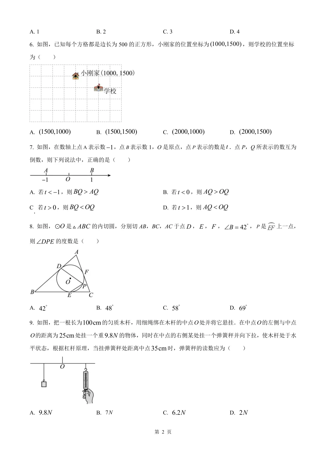 杭州市余杭区部分学校中考二模数学试卷 第8张