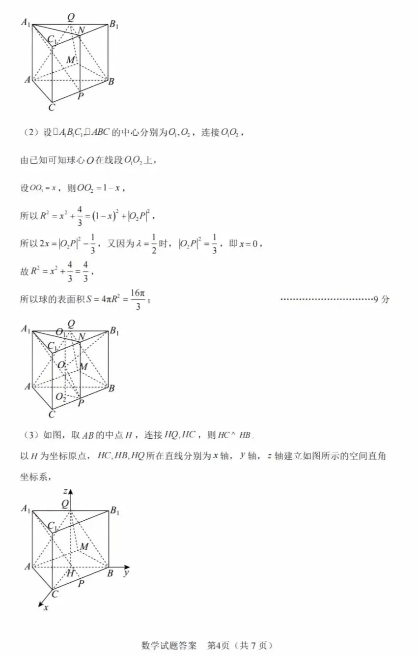 2026年5月安徽合肥三模数学试卷答案 第9张