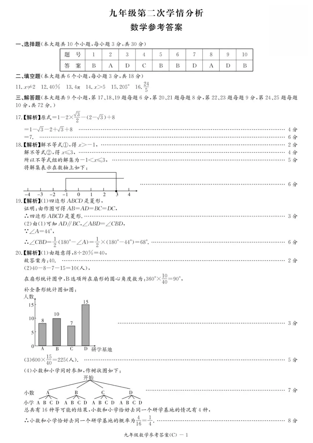 长郡集团九下二模试卷及答案 第9张