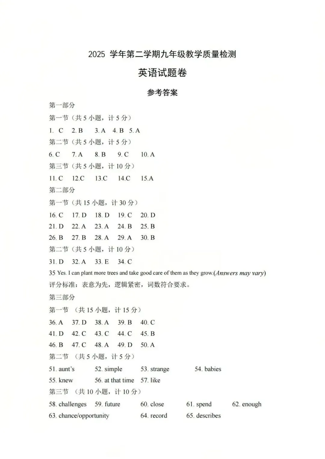 2026年浙江省中考英语杭州市萧山区一模 第11张