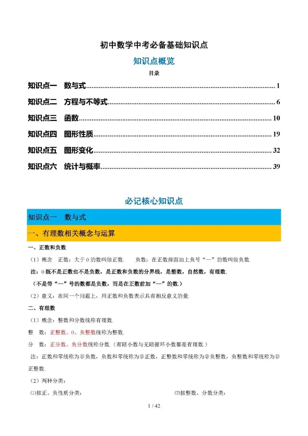 2026年中考数学必备核心基础知识(可下载打印) 第1张 2026年中考数学必备核心基础知识(可下载打印) 第1张