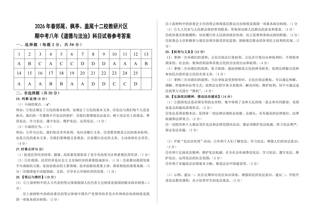 期中真题|福建省莆田市仙游县效尾第四教研片区2025-2026学年八年级下期中考试卷 第14张 期中真题|福建省莆田市仙游县效尾第四教研片区2025-2026学年八年级下期中考试卷 第14张
