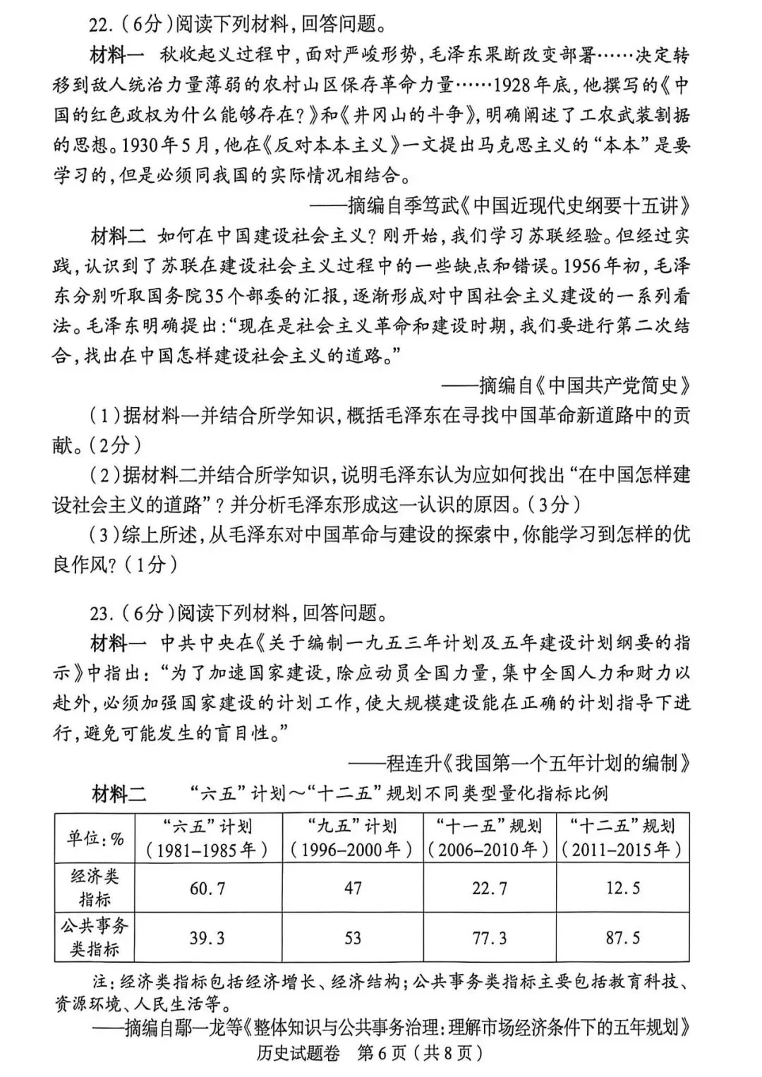 2026年历史中考模拟测试卷(含答案) 第6张