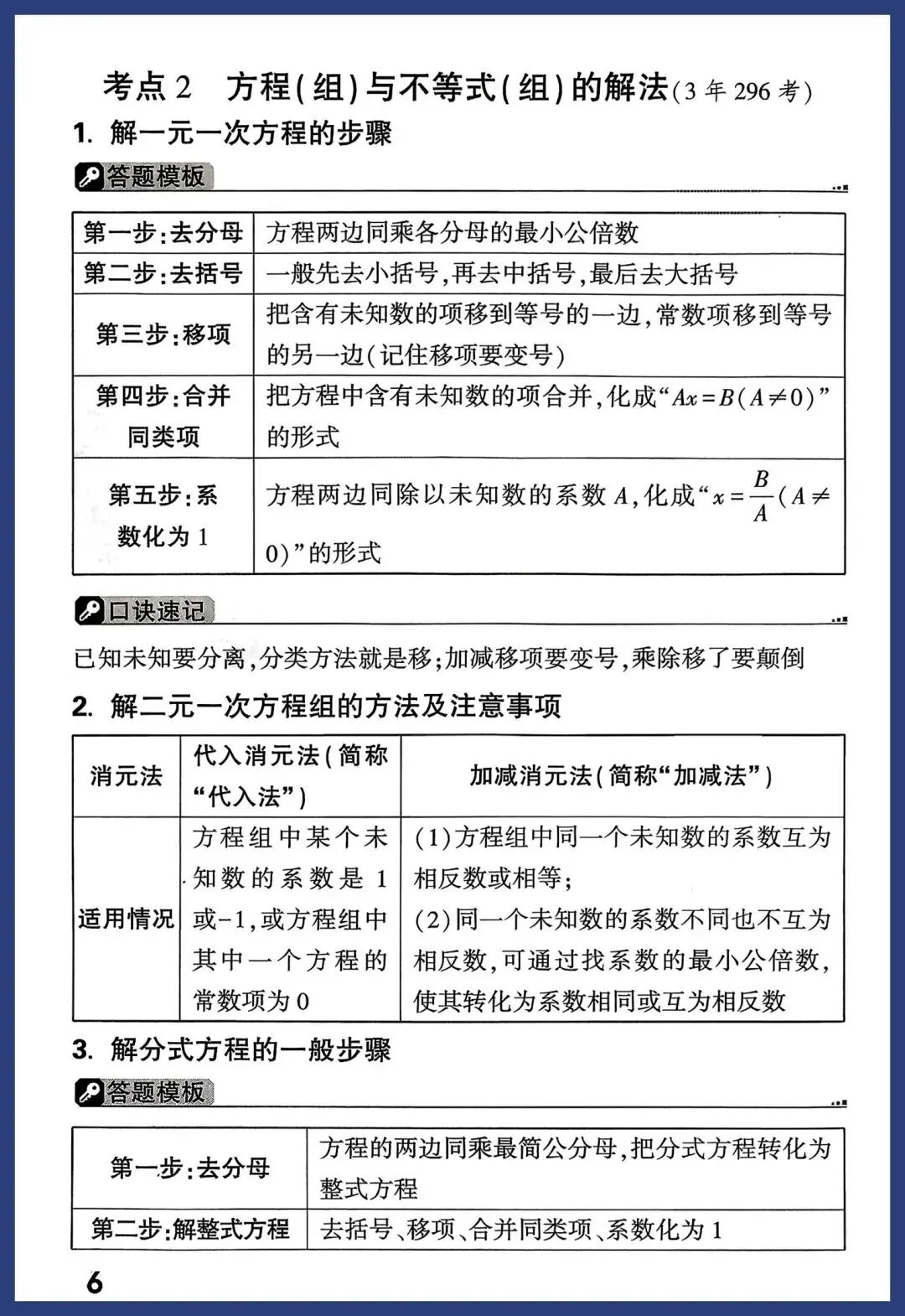 中考数学一轮复习知识点汇总 第6张