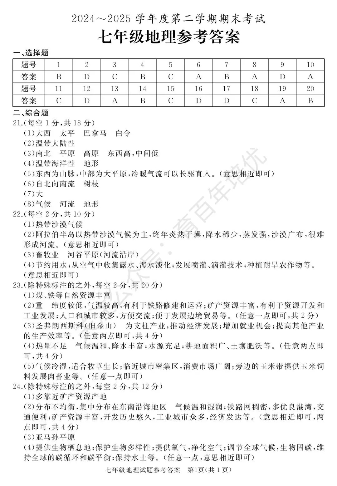 【滕州期末真题】2025年滕州市七年级下学期期末地理真题含答案 第8张