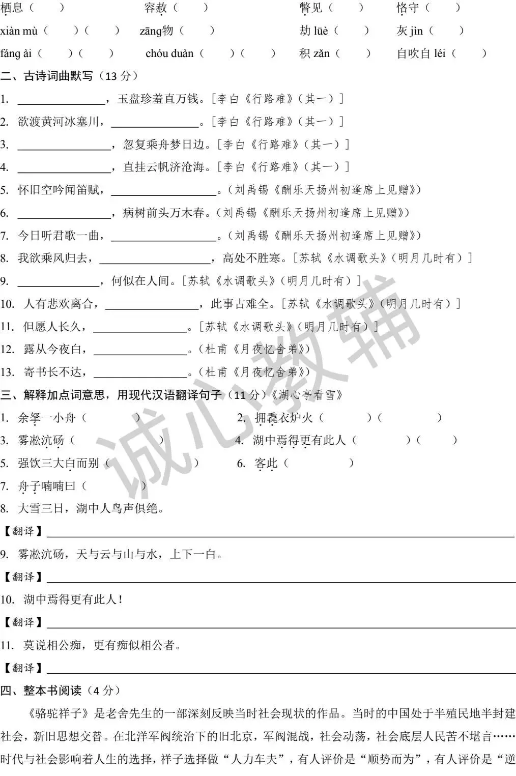 中考一轮复习 基础核心知识过关练 第11-20天(资料可下载) 第5张