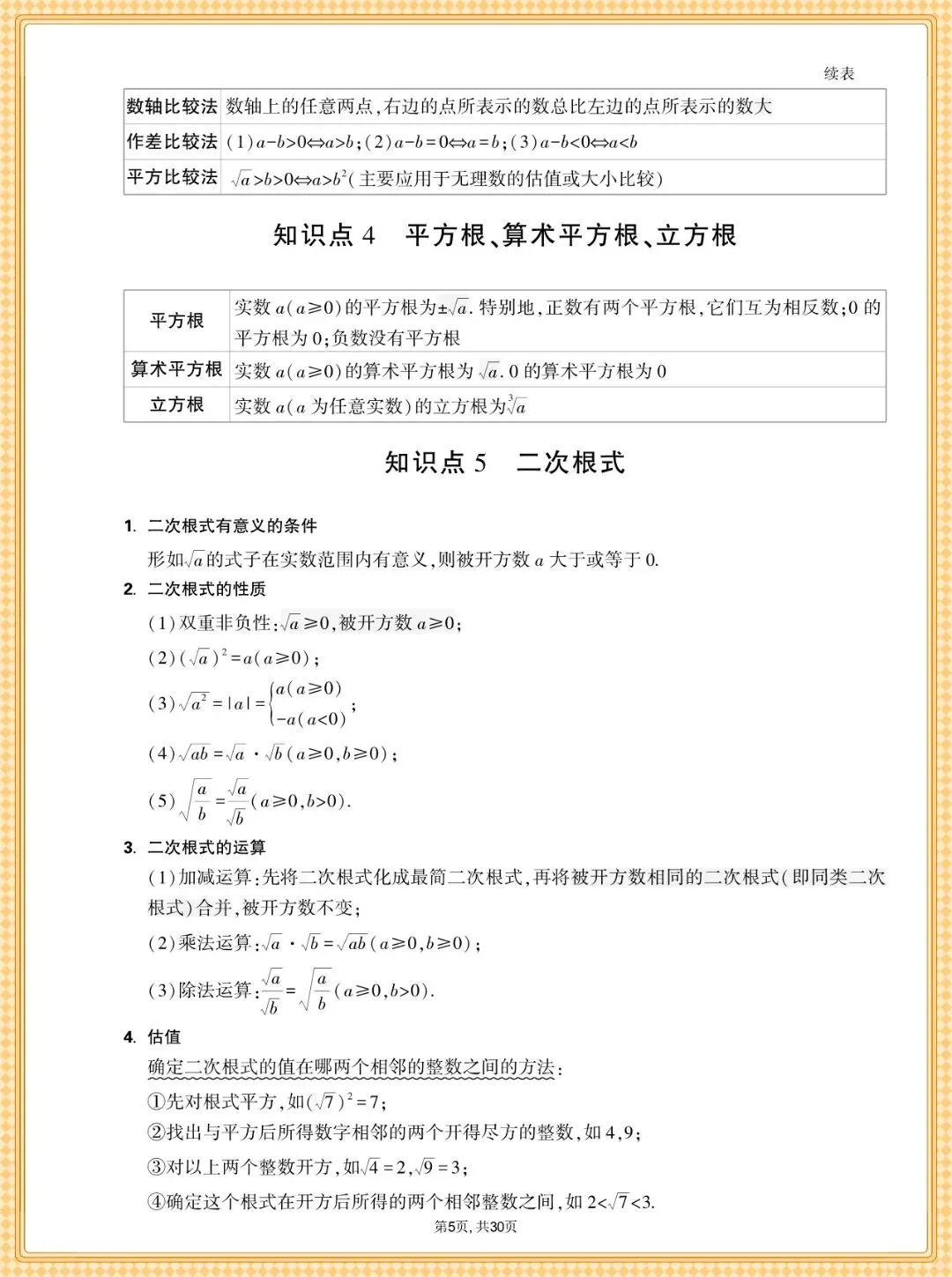 中考数学基础知识点汇总,共30篇可打印 第6张