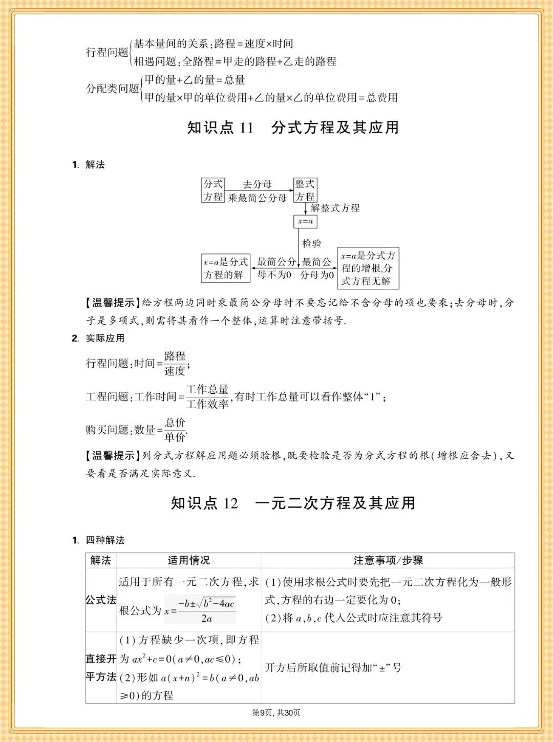 中考数学基础知识点汇总,共30篇可打印 第10张