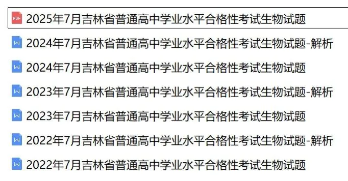近5年吉林省合格考(学考)生物学试卷及答案解析 第1张