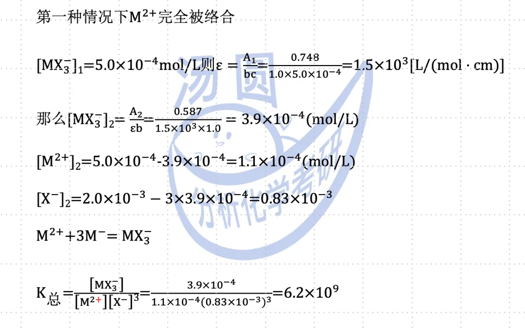 【真题讲解】中国海洋大学「吸光光度法」络合物稳定常数计算 第4张