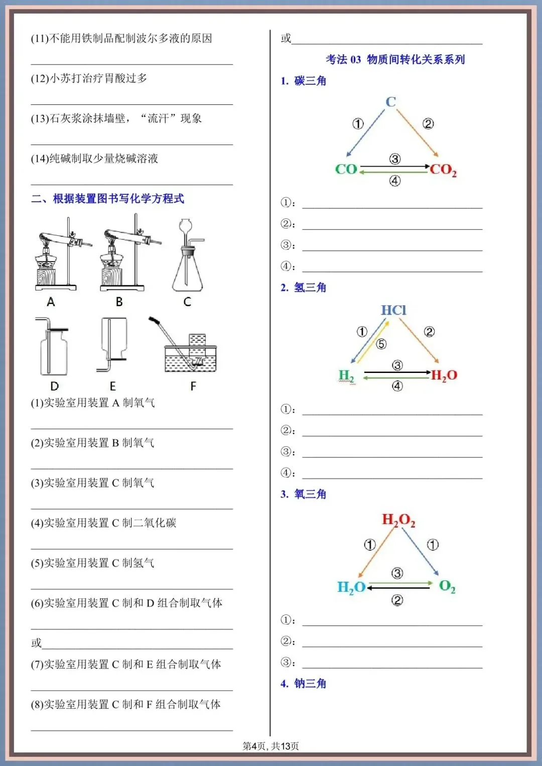 2026年中考化学方程式常见+必考初中化学方程式分类训练(重难点突破),完整电子版可打印 第7张