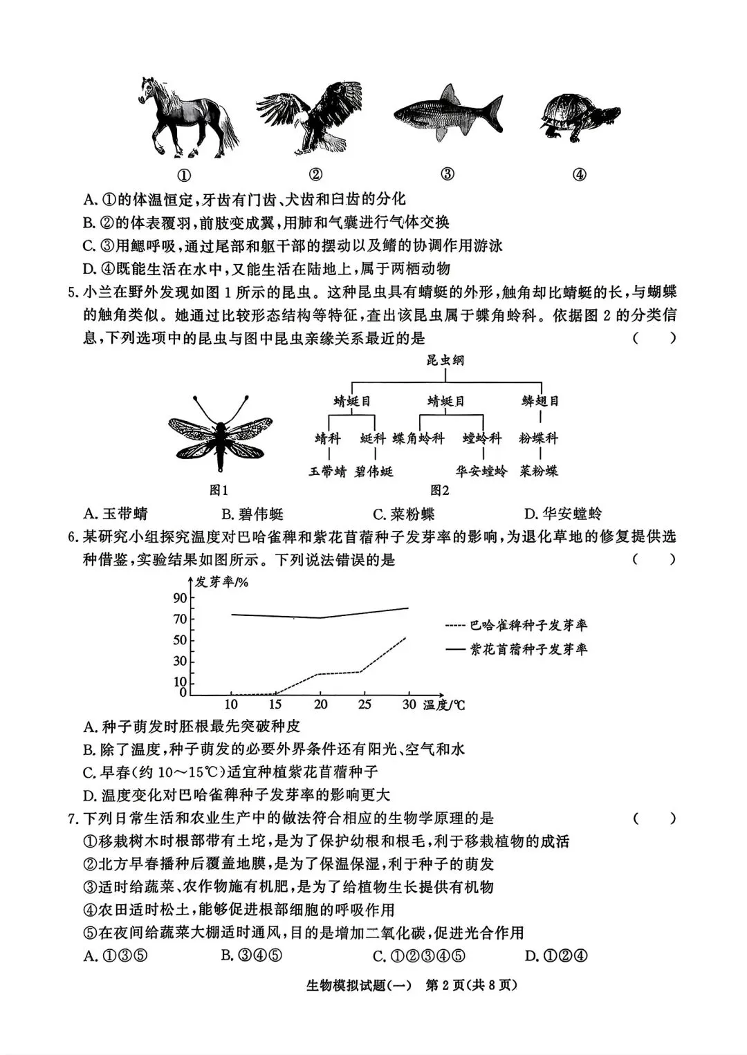 2026年山东省初中生物学业水平考试模拟题(一) 第2张