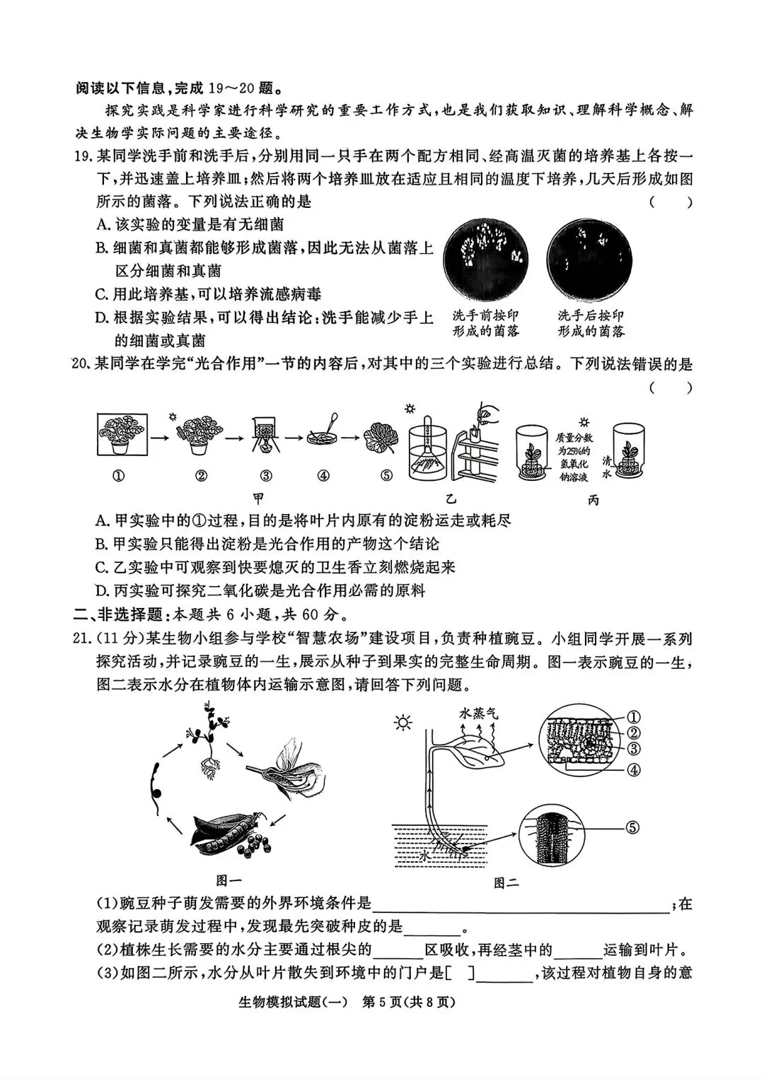 2026年山东省初中生物学业水平考试模拟题(一) 第5张
