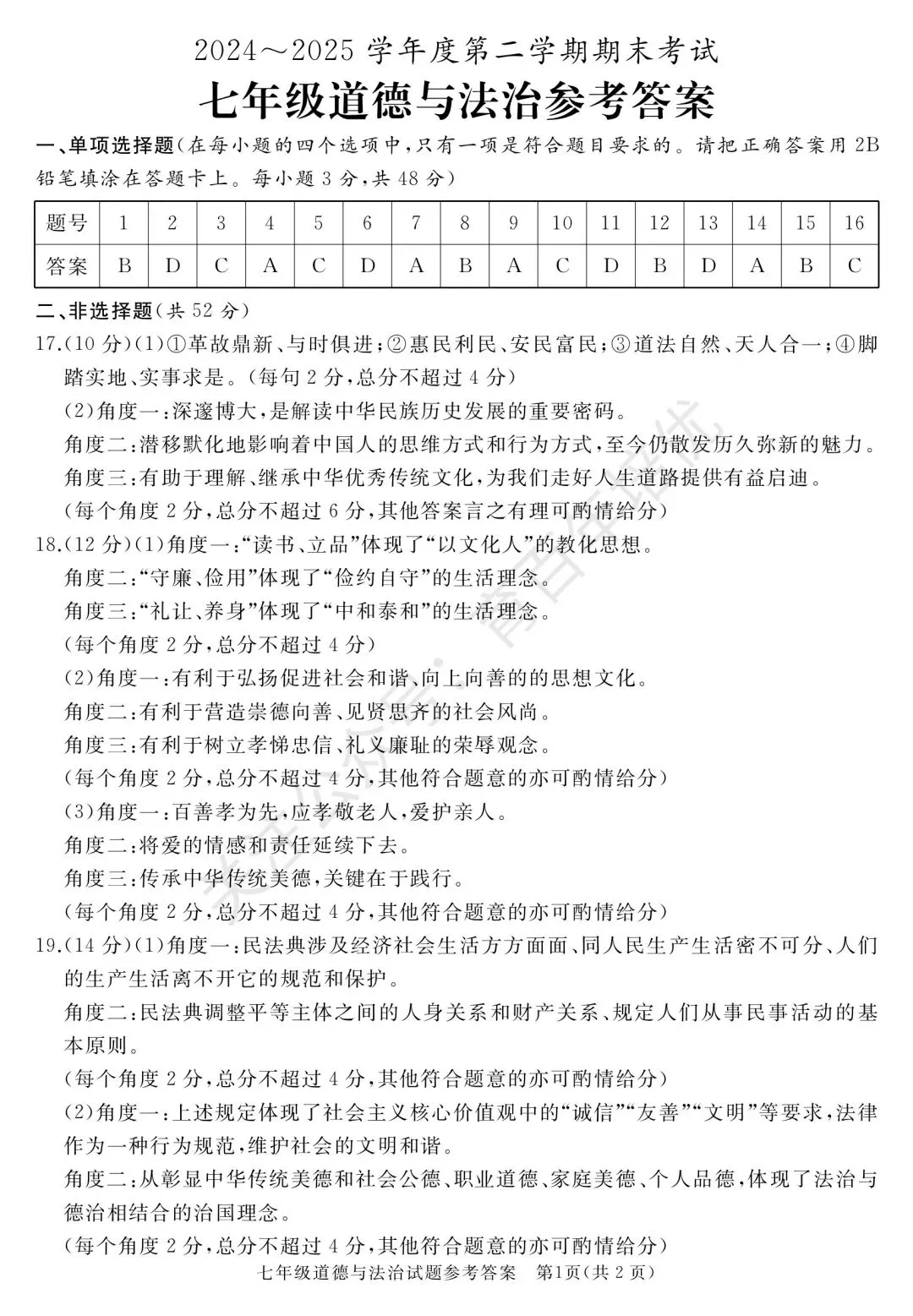 【滕州期末真题】2025年滕州市七年级下学期期末道法真题含答案 第6张