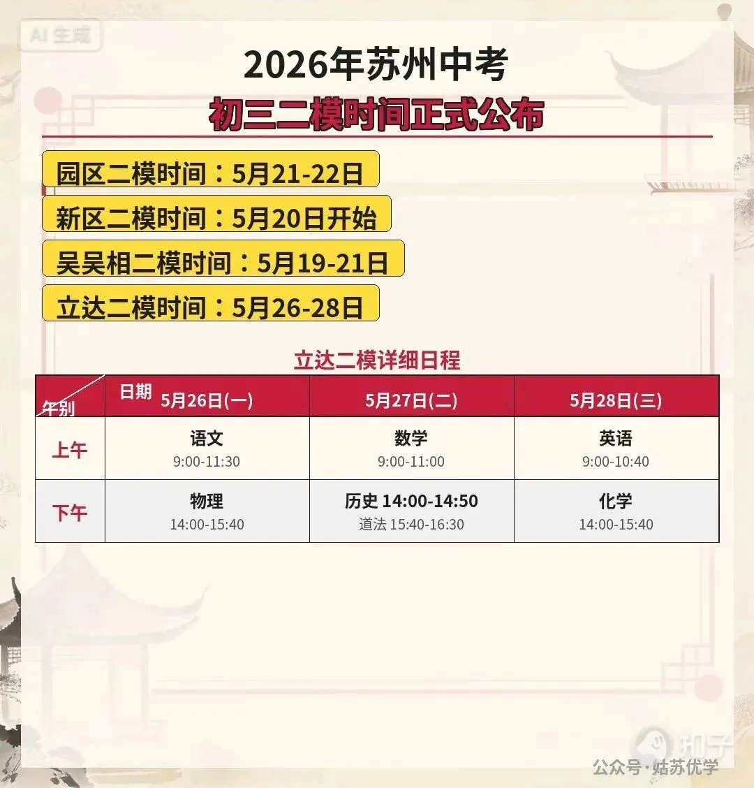 2026苏州中考二模要来了 第1张