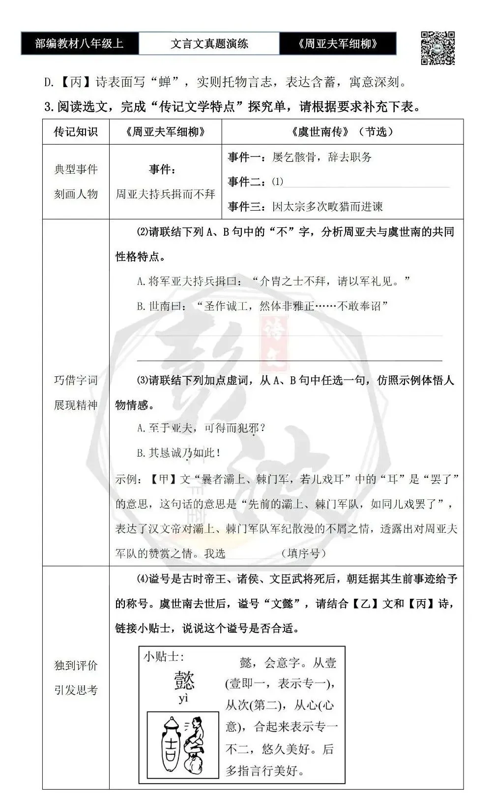 【古诗文真题演练复习】八年级上-09《周亚夫军细柳》思维导图+对比阅读(20套)(5元) 第33张 【古诗文真题演练复习】八年级上-09《周亚夫军细柳》思维导图+对比阅读(20套)(5元) 第33张
