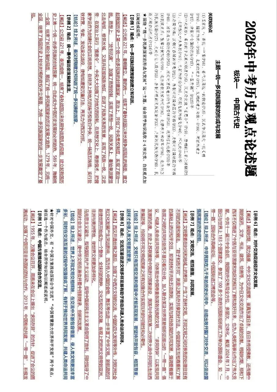 中考历史观点论述题汇总 第1张