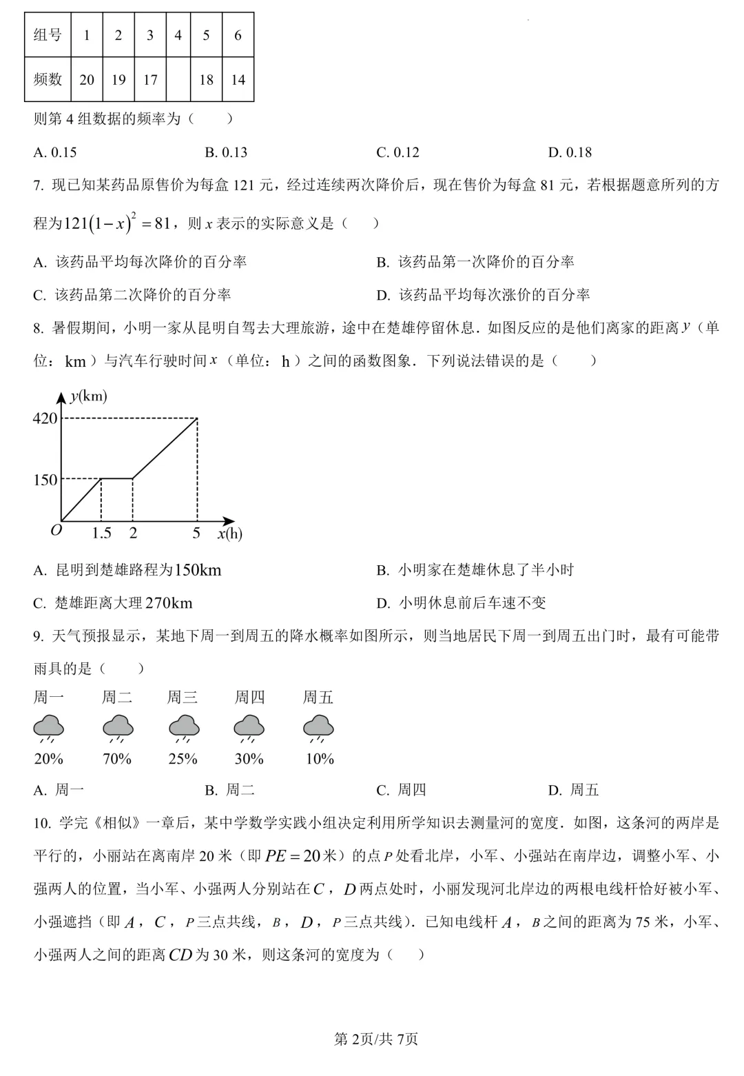 2026年广东肇庆初中毕业班第一次模拟考试数学(含答案) 第2张