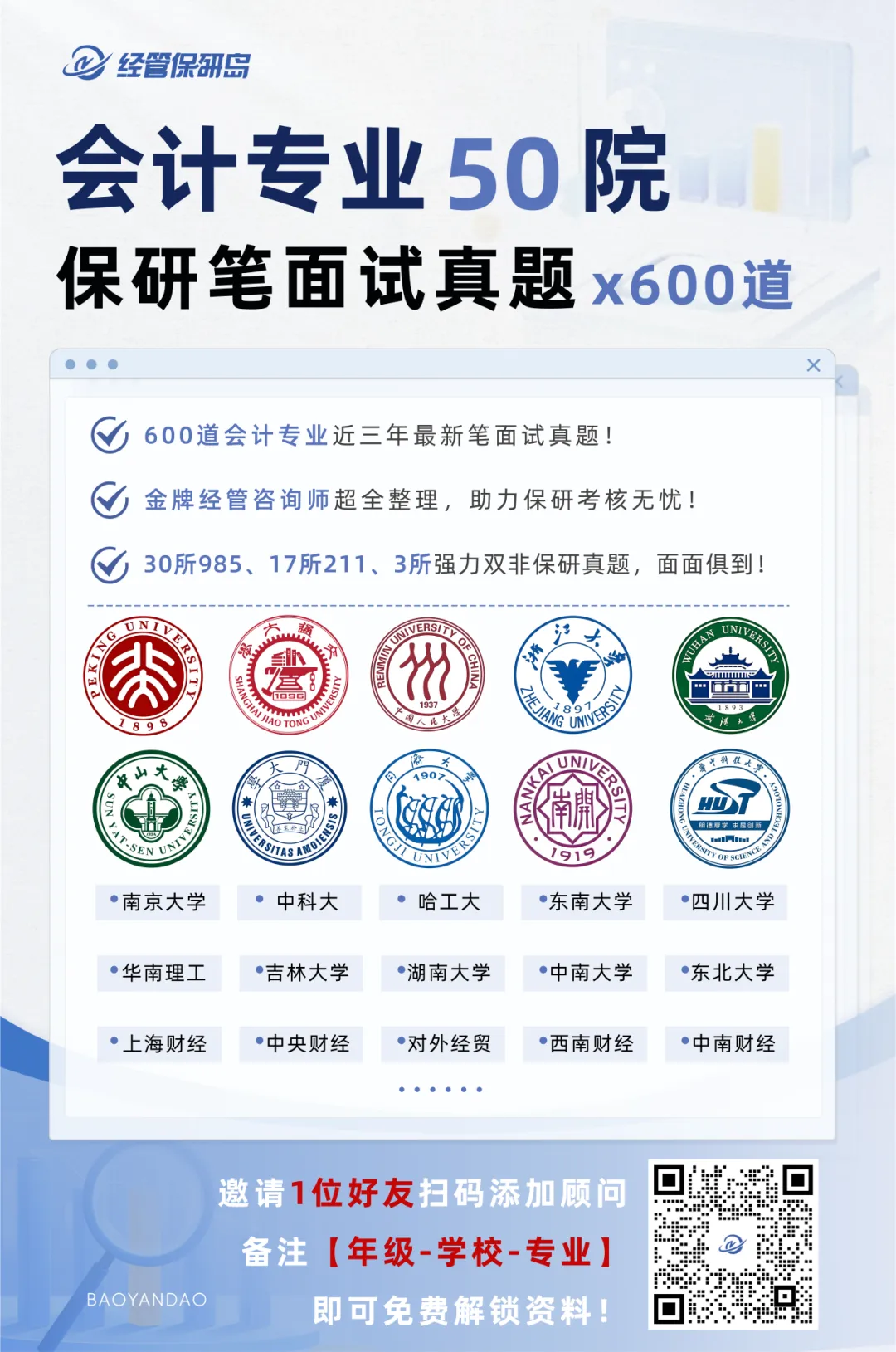 专业真题 | 会计专业50院保研笔面试600题 第3张