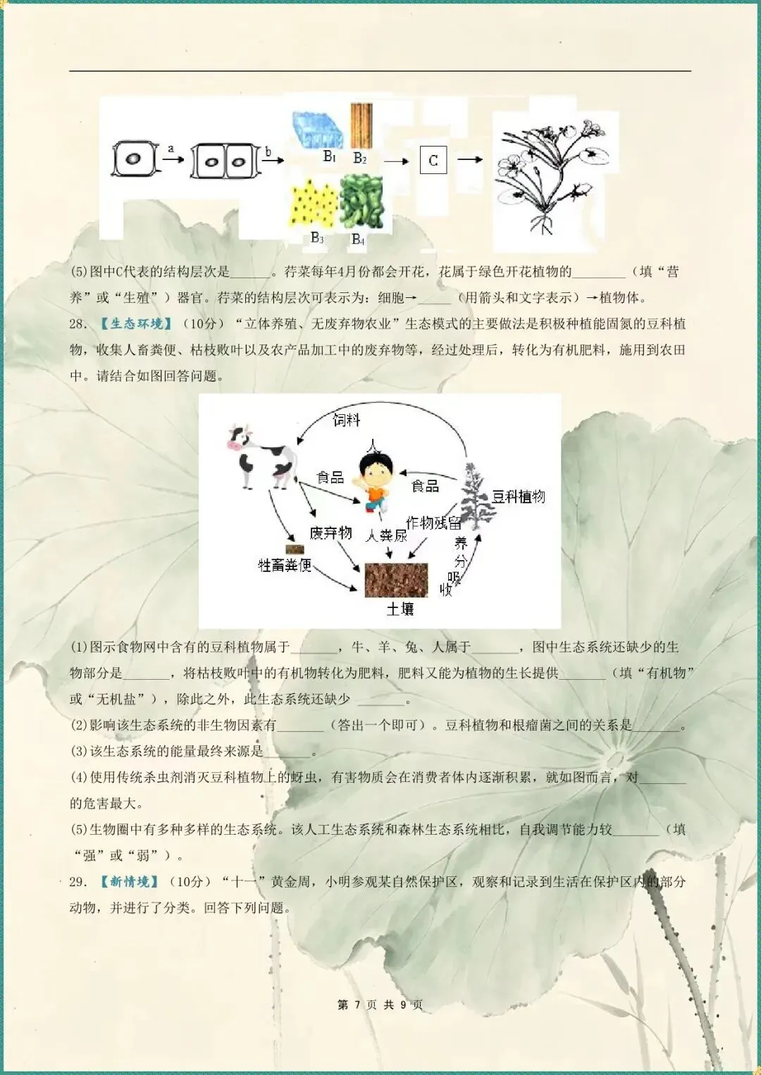 临考提分・2026 中考生物全国通用冲刺卷含答案(电子版可打印) 第5张